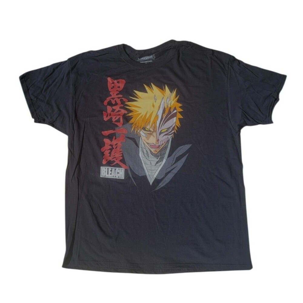 Bleach Anime T-Shirt Ichigo Kurosaki Hollow Mask Graphic Tee New Men's XL